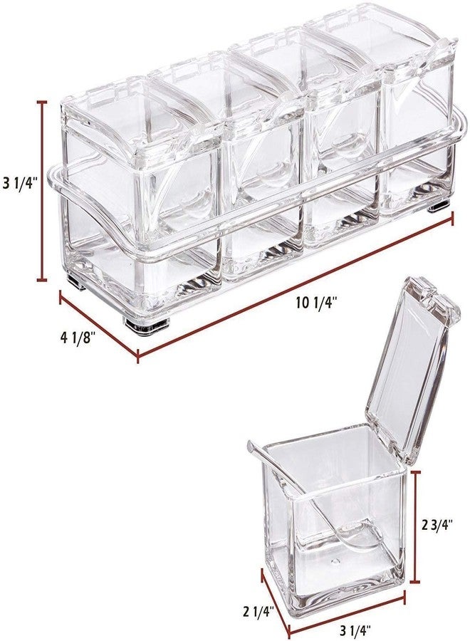 NISHIV Crystal Clear Seasoning Acrylic Kitchen Box Transparent Spice Jar Box Case Set | 4 Grid Crystle Masala Spice Holder Set/Jar Storage Box Container - Image 2